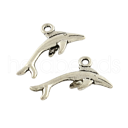 Tibetan Style Alloy Dolphin Charms TIBEP-Q043-216-RS-1