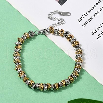 304 Stainless Steel Ring Link Chain Bracelets for Women BJEW-Z084-01GP-1