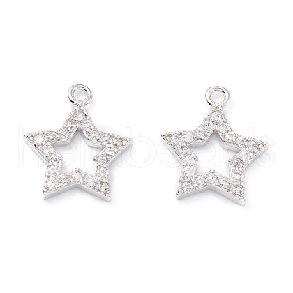 Rack Plating Brass Micro Pave Cubic Zirconia Charms ZIRC-C026-03P-1