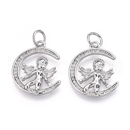 Brass Micro Pave Cubic Zirconia Cross Pendants ZIRC-T016-01P-1