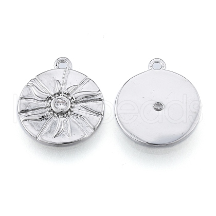 Brass Micro Pave Clear Cubic Zirconia Pendants KK-N216-557P-1