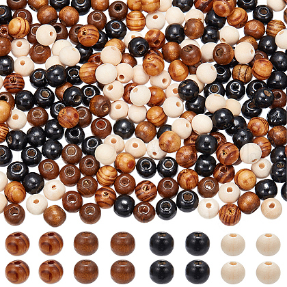 Gorgecraft 400Pcs 4 Colors Natural Unfinished Wood Beads WOOD-GF0001-91-1