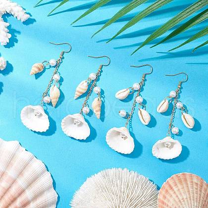 304 Stainless Steel Shell Shape Dangle Earrings EJEW-JE06382-1