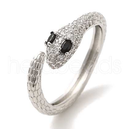 Rack Plating Brass Micro Pave Cubic Zirconia Cuff Rings RJEW-H228-08P-1