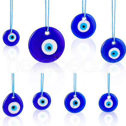 BENECREAT 8Pcs 6 Style Evil Eye Glass Pendants Decoration FIND-BC0004-23-1