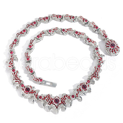 Thorns Brass with Dark Red Cubic Zirconia Chain Necklaces FS-WG4F103-04-1
