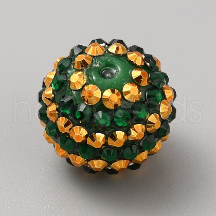 Saint Patrick's Day Theme Chunky Resin Rhinestone Bubblegum Ball Beads RESI-CJC0025-02E-1