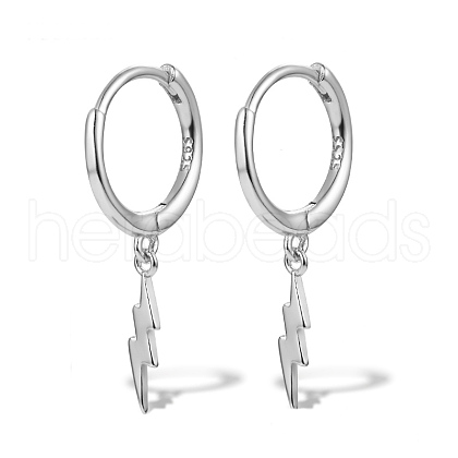 S925 Sterling Silver Lightning Hoop Earrings OB5526-12-1