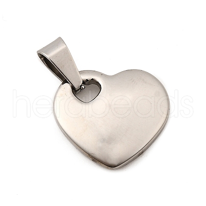 Heart 304 Stainless Steel Pendants STAS-M121-13P-1