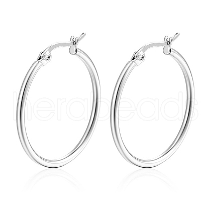 Non-Tarnish 304 Stainless Steel Hoop Earrings PW-WG89744-17-1