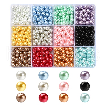 780Pcs 12 Colors Baking Painted Glass Pearl Beads HY-YW0001-03B-1