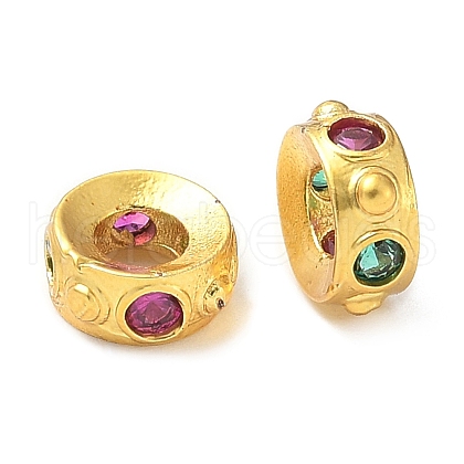 Brass Micro Pave Cubic Zirconia European Beads KK-A254-29G-1