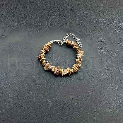 Natural Picture Jasper Chip Beaded Bracelets for Women IW6789-32-1