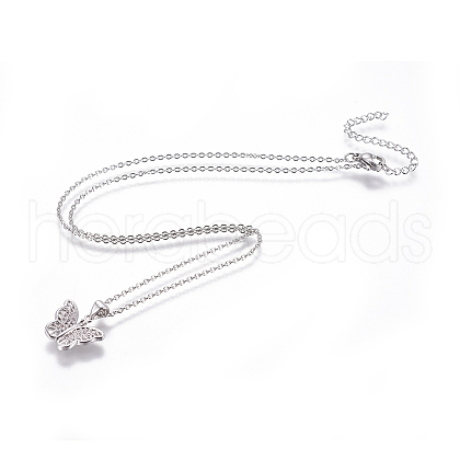 304 Stainless Steel Pendant Necklaces NJEW-E141-08P-1