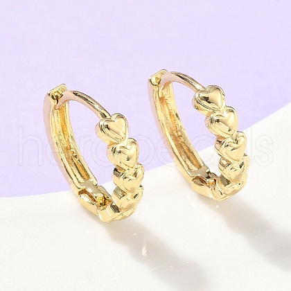 Heart Brass Hoop Earrings EJEW-Z102-07G-1