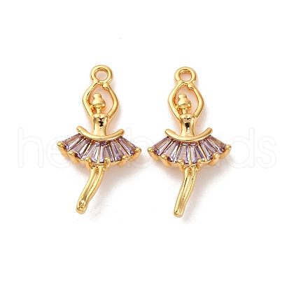 Brass Micro Pave Cubic Zirconia Pendants KK-K382-26G-02-1