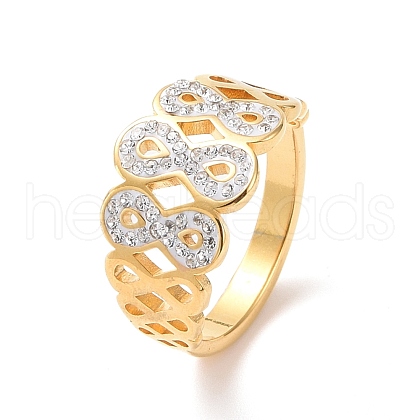 Crystal Rhinestone Infinity Finger Ring RJEW-D120-10G-1