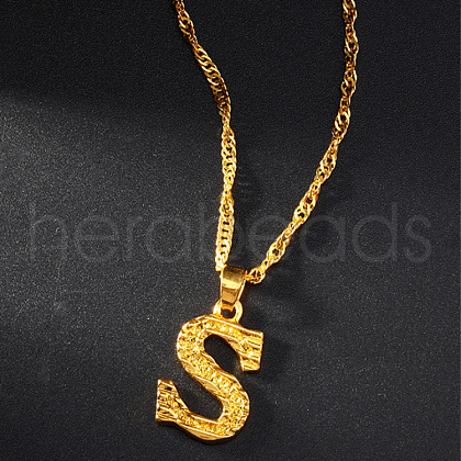 Brass Initial Pendant Necklaces FS-WG68BA5-19-1