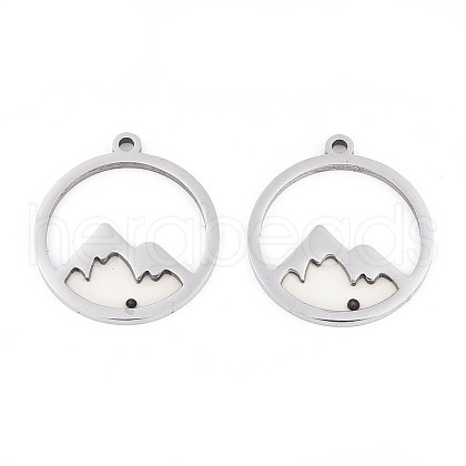 Anti-Tarnish 201 Stainless Steel Pave Epoxy Pendants STAS-R002-03P-1