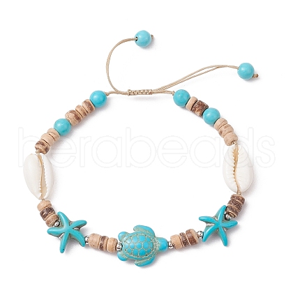 Synthetic Turquoise and Shell Bracelets BJEW-JB11510-01-1