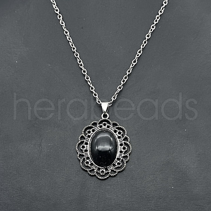 Alloy Rhinestone Pendant Necklaces QD9835-13-1