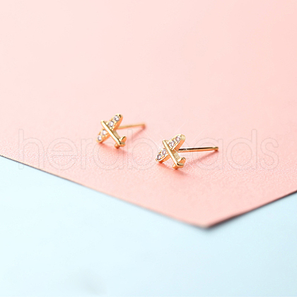 Brass Micro Pave Clear Cubic Zirconia Stud Earrings FS-WGE47D1-15-1