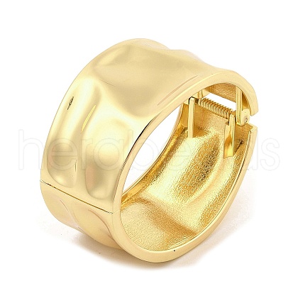 Non-Tarnish Vintage Hammered Alloy Wide Hinged Bangles for Women BJEW-L629-08G-1