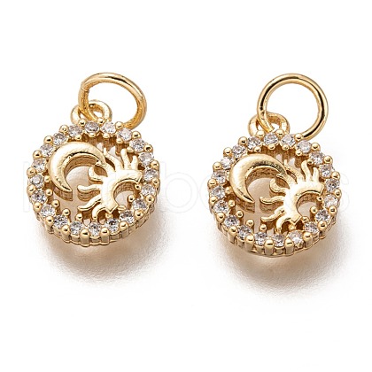 Brass Micro Pave Clear Cubic Zirconia Charms ZIRC-C020-70G-1