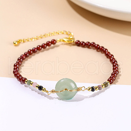 Natural Garnet Round Beads Stretch Bracelets WGE6CC2-04-1