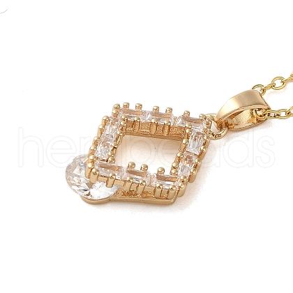 Brass Micro Pave Clear Cubic Zirconia Pendant Necklaces for Women NJEW-E106-07KCG-02-1