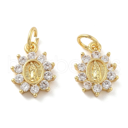 Brass Micro Pave Cubic Zirconia Pendants KK-C092-19D-G-1