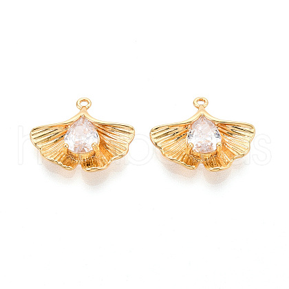 Brass Micro Pave Cubic Zirconia Pendants KK-N263-09G-1