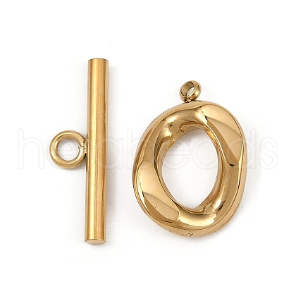 Oval 304 Stainless Steel Toggle Clasps STAS-L022-537G-1