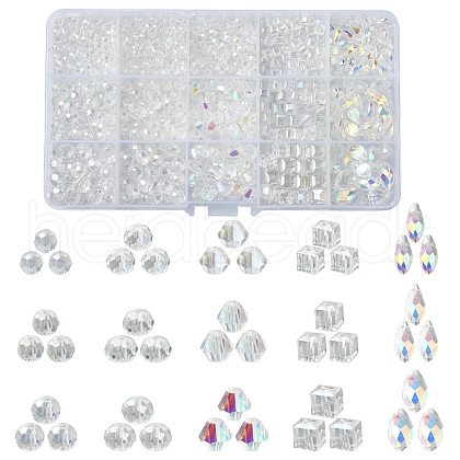 940Pcs 15 Styles Electroplate Glass Beads Strands DIY-YW0010-18-1