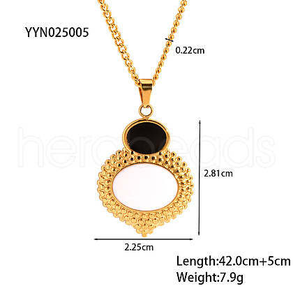 Elegant Stainless Steel White Shell Oval Pendant Necklaces for Women XO8375-2-1