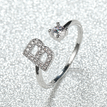 Brass Micro Pave Cubic Zirconia Cuff Rings for Women FS-WGA4C54-28-1