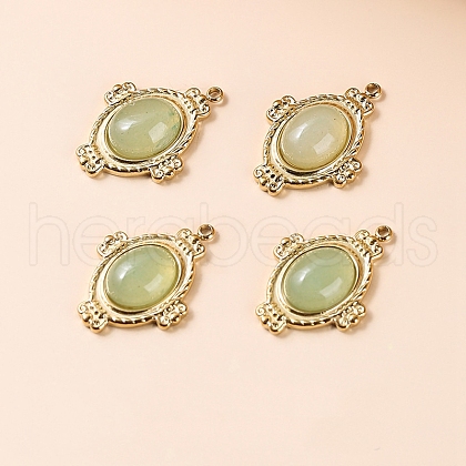 Alloy Natural Green Aventurine Pendants PW-WG09F47-11-1