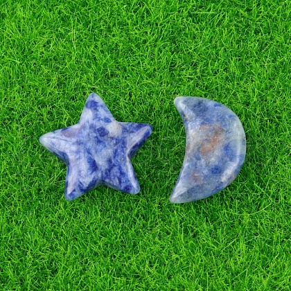 Natural Blue Spot Jasper Healing Moon & Star Ornaments X1-PW-WG13036-02-1