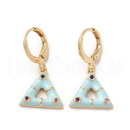 Triangle Real 18K Gold Plated Brass Dangle Leverback Earrings EJEW-L268-030G-03-1