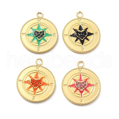 304 Stainless Steel Enamel Rhinestone Pendants STAS-L283-38G-1