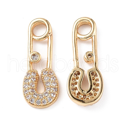 Brass Micro Pave Clear Cubic Zirconia Pendants KK-E068-VF262-1