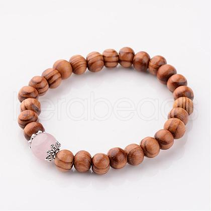 Wood Stretch Bracelets BJEW-JB02404-03-1