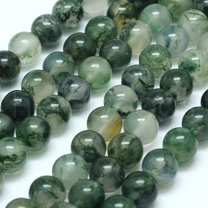 Natural Moss Agate Beads Strands X-G-I199-06-4mm-1