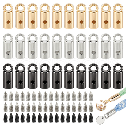   48Pcs 3 Colors Zinc Alloy Cord Ends FIND-PH0023-60A-1