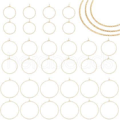 Unicraftale 36Pcs 3 Size Ion Plating(IP) 316 Surgical Stainless Steel Hoop Earrings Findings STAS-UN0039-40-1