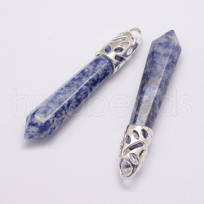 Natural Blue Spot Jasper Big Pointed Pendants G-D860-C35-P-1