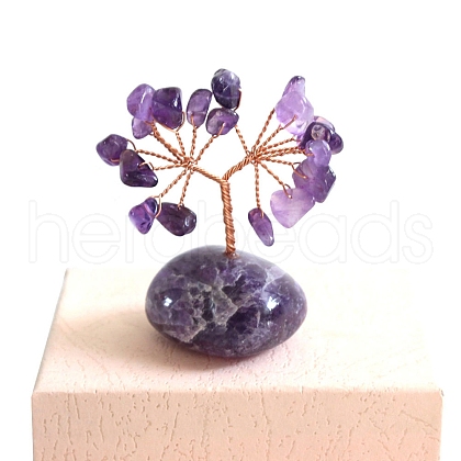Natural Amethyst Chips Tree of Life Decorations PW-WG94128-01-1
