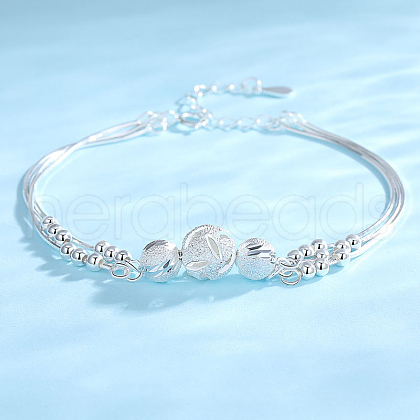 925 Sterling Silver Round Beaded Link Bracelets FS-WGB18E9-01-1