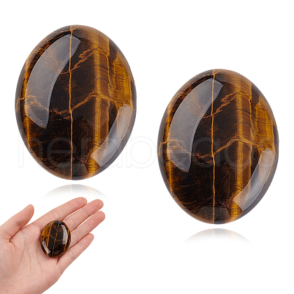 AHADERMAKER 2Pcs Mother's Day Gifts Natural Tiger Eye Palm Stones AJEW-GA0007-90A-1