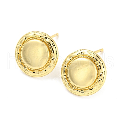 Rack Plating Brass Flat Round Stud Earrings for Women EJEW-F326-27G-1